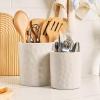 image:imagefamiware Ocean Utensil Holder 7258 Ceramic Kitchen Utensil Holder for Countertop Cooking Utensil Crocks Utensil Organizer for Spatula amp Spoon Kitchen Decor Set of 2 Matte WhiteMatte White