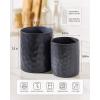 image:imagefamiware Ocean Utensil Holder 7258 Ceramic Kitchen Utensil Holder for Countertop Cooking Utensil Crocks Utensil Organizer for Spatula amp Spoon Kitchen Decor Set of 2 Matte WhiteMatte Dark Charcoal