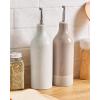 image:imagefamiware Milkyway 16oz Ceramic Olive Oil Dispenser Bottle 1 Piece Oil Dispenser for Kitchen with Stainless Steel Pourers Suitable for Storage Vinegar Soy Sauce Coffee Syrup Matte Beige WhiteMatte Beige White and Cinnamon Brown