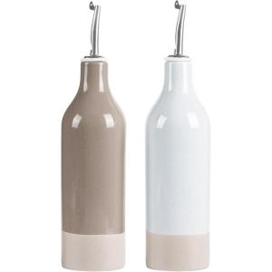 image:imagefamiware Milkyway 16oz Ceramic Olive Oil Dispenser Bottle 1 Piece Oil Dispenser for Kitchen with Stainless Steel Pourers Suitable for Storage Vinegar Soy Sauce Coffee Syrup Matte Beige WhiteLight Gray and Cinnamon Brown