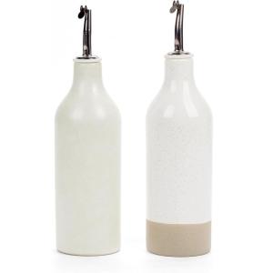 image:imagefamiware Milkyway 16oz Ceramic Olive Oil Dispenser Bottle 1 Piece Oil Dispenser for Kitchen with Stainless Steel Pourers Suitable for Storage Vinegar Soy Sauce Coffee Syrup Matte Beige WhiteMatte Beige White and White