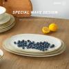 image:imagefamiware Serving Platter Oval 1559143129inch Serving Dishes for Entertaining Serving Bowls Dishwasher Safe Stoneware Serving Trays for Party Food Turkey Reactive Glaze Matte Dark CharcoalVanilla White