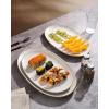 image:imagefamiware Serving Platter Oval 1559143129inch Serving Dishes for Entertaining Serving Bowls Dishwasher Safe Stoneware Serving Trays for Party Food Turkey Reactive Glaze Matte Dark CharcoalVanilla White