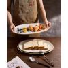 image:imagefamiware Serving Platter Oval 1559143129inch Serving Dishes for Entertaining Serving Bowls Dishwasher Safe Stoneware Serving Trays for Party Food Turkey Reactive Glaze Matte Dark CharcoalCappuccino White