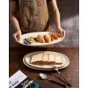 image:imagefamiware Serving Platter Oval 1559143129inch Serving Dishes for Entertaining Serving Bowls Dishwasher Safe Stoneware Serving Trays for Party Food Turkey Reactive Glaze Matte Dark CharcoalVanilla White