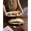 image:imagefamiware Serving Platter Oval 1559143129inch Serving Dishes for Entertaining Serving Bowls Dishwasher Safe Stoneware Serving Trays for Party Food Turkey Reactive Glaze Matte Dark CharcoalLight khaki