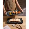 image:imagefamiware Serving Platter Rectangular 1567141126inch Serving Dishes for Entertaining Dishwasher Safe Stoneware Serving Trays for Party Food Turkey Snack Cheese Reactive Glaze Light KhakiDeep Forest