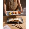 image:imagefamiware Serving Platter Rectangular 1567141126inch Serving Dishes for Entertaining Dishwasher Safe Stoneware Serving Trays for Party Food Turkey Snack Cheese Reactive Glaze Light KhakiGray