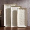 image:imagefamiware Serving Platter Rectangular 1567141126inch Serving Dishes for Entertaining Dishwasher Safe Stoneware Serving Trays for Party Food Turkey Snack Cheese Reactive Glaze Light KhakiVanilla White