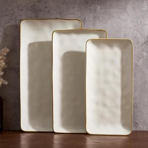 image:imagefamiware Serving Platter Rectangular 1567141126inch Serving Dishes for Entertaining Dishwasher Safe Stoneware Serving Trays for Party Food Turkey Snack Cheese Reactive Glaze Light KhakiVanilla White
