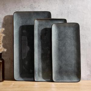 image:imagefamiware Serving Platter Rectangular 1567141126inch Serving Dishes for Entertaining Dishwasher Safe Stoneware Serving Trays for Party Food Turkey Snack Cheese Reactive Glaze Light KhakiDeep Forest