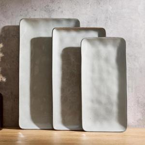 image:imagefamiware Serving Platter Rectangular 1567141126inch Serving Dishes for Entertaining Dishwasher Safe Stoneware Serving Trays for Party Food Turkey Snack Cheese Reactive Glaze Light KhakiGray