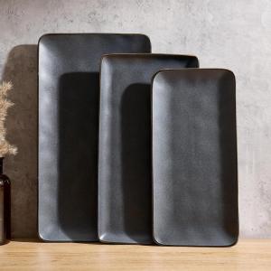 image:imagefamiware Serving Platter Rectangular 1567141126inch Serving Dishes for Entertaining Dishwasher Safe Stoneware Serving Trays for Party Food Turkey Snack Cheese Reactive Glaze Light KhakiMatte Dark Charcoal
