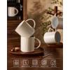 image:imagefamiware Coffee Mug Set for 6 Star 16 oz Catering Mugs Cup Set with Handle for Coffee Tea Cocoa Milk  Ceramic Stoneware Drinkware Set Matte Dark CharcoalCappuccino White