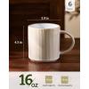 image:imagefamiware Coffee Mug Set for 6 Star 16 oz Catering Mugs Cup Set with Handle for Coffee Tea Cocoa Milk  Ceramic Stoneware Drinkware Set Matte Dark CharcoalCappuccino White