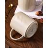 image:imagefamiware Coffee Mug Set for 6 Star 16 oz Catering Mugs Cup Set with Handle for Coffee Tea Cocoa Milk  Ceramic Stoneware Drinkware Set Matte Dark CharcoalCappuccino White