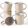 image:imagefamiware Coffee Mug Set for 6 Star 16 oz Catering Mugs Cup Set with Handle for Coffee Tea Cocoa Milk  Ceramic Stoneware Drinkware Set Matte Dark CharcoalCappuccino White