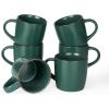 image:imagefamiware Coffee Mugs Set of 6 Meteor 13 oz Ceramic Mug Cup Set with Handle for Coffee Tea Cappuccino Latte Milk Creamy WhiteMercuryDark Green