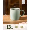image:imagefamiware Coffee Mugs Set of 6 Meteor 13 oz Ceramic Mug Cup Set with Handle for Coffee Tea Cappuccino Latte Milk Creamy WhiteMercuryLight Green