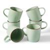 image:imagefamiware Coffee Mugs Set of 6 Meteor 13 oz Ceramic Mug Cup Set with Handle for Coffee Tea Cappuccino Latte Milk Creamy WhiteMercuryLight Green