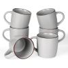 image:imagefamiware Coffee Mugs Set of 6 Meteor 13 oz Ceramic Mug Cup Set with Handle for Coffee Tea Cappuccino Latte Milk Creamy WhiteMercuryLight Grey