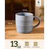 image:imagefamiware Coffee Mugs Set of 6 Meteor 13 oz Ceramic Mug Cup Set with Handle for Coffee Tea Cappuccino Latte Milk Creamy WhiteMeteorBlue Gray