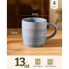 image:imagefamiware Coffee Mugs Set of 6 Meteor 13 oz Ceramic Mug Cup Set with Handle for Coffee Tea Cappuccino Latte Milk Creamy WhiteMeteorBlue Gray