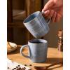 image:imagefamiware Coffee Mugs Set of 6 Meteor 13 oz Ceramic Mug Cup Set with Handle for Coffee Tea Cappuccino Latte Milk Creamy WhiteMeteorBlue Gray