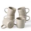 image:imagefamiware Coffee Mugs Set of 6 Meteor 13 oz Ceramic Mug Cup Set with Handle for Coffee Tea Cappuccino Latte Milk Creamy WhiteMeteorMatcha Green