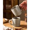 image:imagefamiware Coffee Mugs Set of 6 Meteor 13 oz Ceramic Mug Cup Set with Handle for Coffee Tea Cappuccino Latte Milk Creamy WhiteMeteorMatcha Green