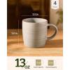 image:imagefamiware Coffee Mugs Set of 6 Meteor 13 oz Ceramic Mug Cup Set with Handle for Coffee Tea Cappuccino Latte Milk Creamy WhiteMeteorMatcha Green
