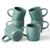 image:imagefamiware Coffee Mugs Set of 6 Meteor 13 oz Ceramic Mug Cup Set with Handle for Coffee Tea Cappuccino Latte Milk Creamy WhiteMeteorPeacock Green