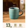 image:imagefamiware Coffee Mugs Set of 6 Meteor 13 oz Ceramic Mug Cup Set with Handle for Coffee Tea Cappuccino Latte Milk Creamy WhiteMeteorPeacock Green