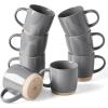 image:imagefamiware Coffee Mugs Set of 6 Meteor 13 oz Ceramic Mug Cup Set with Handle for Coffee Tea Cappuccino Latte Milk Creamy WhiteMilkywayDark Gray