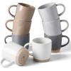 image:imagefamiware Coffee Mugs Set of 6 Meteor 13 oz Ceramic Mug Cup Set with Handle for Coffee Tea Cappuccino Latte Milk Creamy WhiteMilkywayMulticolor
