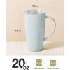 image:imagefamiware Jupiter Large Coffee Mug 20oz Coffee Mug with Lid Ceramic Mugs Set of 2 Cup Set with Handle for Latte Tea Cocoa Milk Microwave and Dishwasher Safe Light Blue and Light GreenJupiterLight Blue