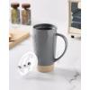 image:imagefamiware Jupiter Large Coffee Mug 20oz Coffee Mug with Lid Ceramic Mugs Set of 2 Cup Set with Handle for Latte Tea Cocoa Milk Microwave and Dishwasher Safe Light Blue and Light GreenMilkywayCinnamon Brown and Dark Gray