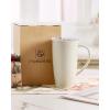 image:imagefamiware Jupiter Large Coffee Mug 20oz Coffee Mug with Lid Ceramic Mugs Set of 2 Cup Set with Handle for Latte Tea Cocoa Milk Microwave and Dishwasher Safe Light Blue and Light GreenJupiterVanilla White