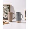 image:imagefamiware Jupiter Large Coffee Mug 20oz Coffee Mug with Lid Ceramic Mugs Set of 2 Cup Set with Handle for Latte Tea Cocoa Milk Microwave and Dishwasher Safe Light Blue and Light GreenMilkywayCinnamon Brown and Dark Gray