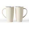 image:imagefamiware Jupiter Large Coffee Mug 20oz Coffee Mug with Lid Ceramic Mugs Set of 2 Cup Set with Handle for Latte Tea Cocoa Milk Microwave and Dishwasher Safe Light Blue and Light GreenJupiterVanilla White