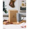 image:imagefamiware Jupiter Large Coffee Mug 20oz Coffee Mug with Lid Ceramic Mugs Set of 2 Cup Set with Handle for Latte Tea Cocoa Milk Microwave and Dishwasher Safe Light Blue and Light GreenMilkywayCinnamon Brown and Dark Gray