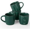 image:imagefamiware Coffee Mugs Set of 6 Meteor 13 oz Ceramic Mug Cup Set with Handle for Coffee Tea Cappuccino Latte Milk Creamy WhiteMercuryDark Green