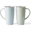 image:imagefamiware Jupiter Large Coffee Mug 20oz Coffee Mug with Lid Ceramic Mugs Set of 2 Cup Set with Handle for Latte Tea Cocoa Milk Microwave and Dishwasher Safe Light Blue and Light GreenJupiterLight Blue and Light Green