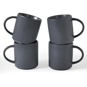 image:imagefamiware Coffee Mug Set for 6 Star 16 oz Catering Mugs Cup Set with Handle for Coffee Tea Cocoa Milk  Ceramic Stoneware Drinkware Set Matte Dark CharcoalMatte Dark Charcoal
