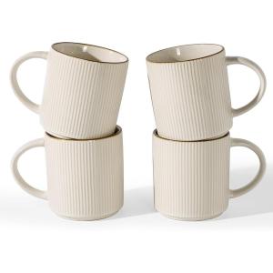 image:imagefamiware Coffee Mug Set for 6 Star 16 oz Catering Mugs Cup Set with Handle for Coffee Tea Cocoa Milk  Ceramic Stoneware Drinkware Set Matte Dark CharcoalWhite
