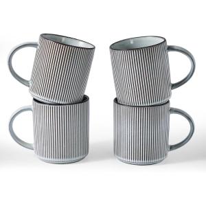 image:imagefamiware Coffee Mug Set for 6 Star 16 oz Catering Mugs Cup Set with Handle for Coffee Tea Cocoa Milk  Ceramic Stoneware Drinkware Set Matte Dark CharcoalSmoky Blue