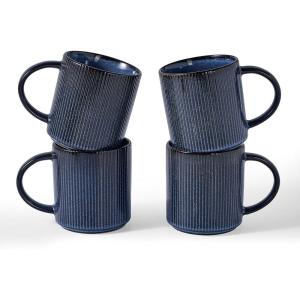 image:imagefamiware Coffee Mug Set for 6 Star 16 oz Catering Mugs Cup Set with Handle for Coffee Tea Cocoa Milk  Ceramic Stoneware Drinkware Set Matte Dark CharcoalNebulas Blue