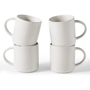 image:imagefamiware Coffee Mug Set for 6 Star 16 oz Catering Mugs Cup Set with Handle for Coffee Tea Cocoa Milk  Ceramic Stoneware Drinkware Set Matte Dark CharcoalMatte White