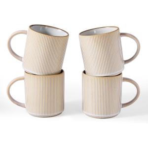 image:imagefamiware Coffee Mug Set for 6 Star 16 oz Catering Mugs Cup Set with Handle for Coffee Tea Cocoa Milk  Ceramic Stoneware Drinkware Set Matte Dark CharcoalCappuccino White
