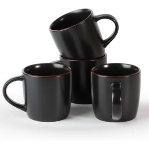 image:imagefamiware Coffee Mugs Set of 6 Meteor 13 oz Ceramic Mug Cup Set with Handle for Coffee Tea Cappuccino Latte Milk Creamy WhiteMercuryBlack